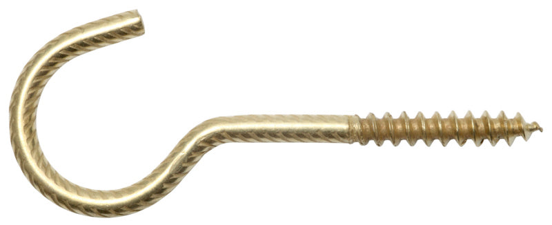 Screw hook, bent, brass-plated