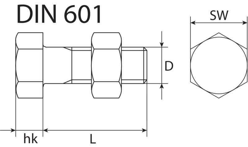 DIN 601 hexagon bolt, zinc-plated