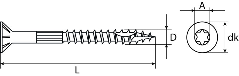 Fencing screw, A2 stainless steel with bit