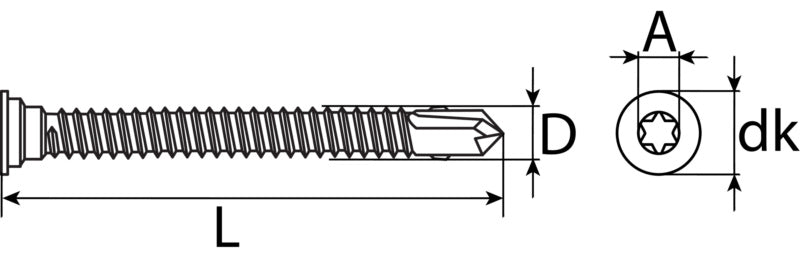 Tornillo para cubiertas, acero inoxidable bimetal A4 Ruspert, con punta