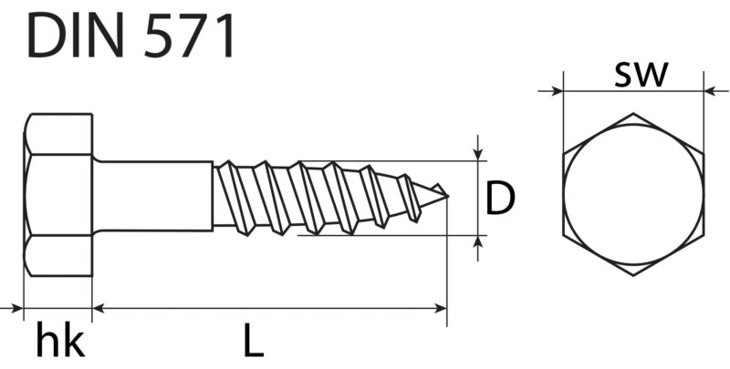 DIN 571 wood screw, zinc-plated