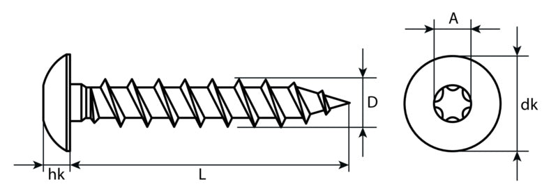 Gate hinge screw, black zinc-plated