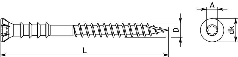 Adjusting screw wood/wood without bit