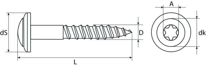 Tornillo autorroscante con arandela de sellado, acero inoxidable A2, RAL 7016