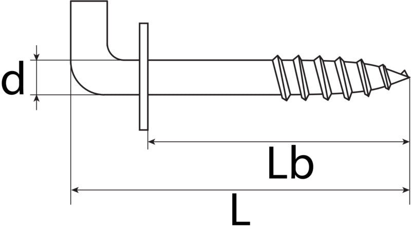 Screw hook, straight with shoulder, zinc-plated