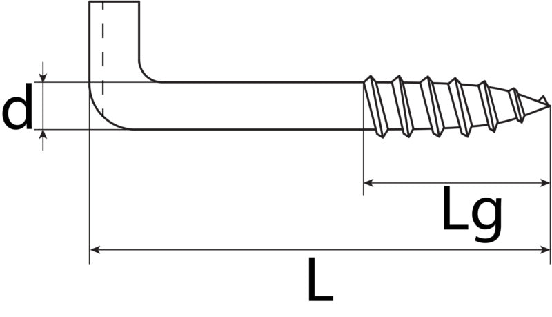 Screw hook, straight, with slot