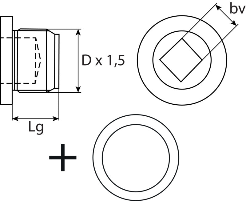 Bouchon de vidange M16 x 1,5 x 12 avec joint d'étanchéité, en acier zingué