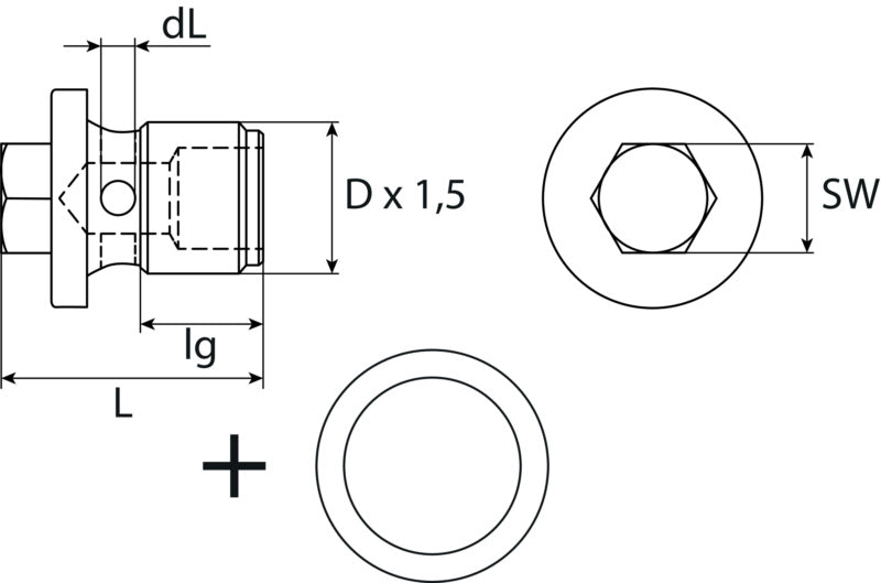 Oil drain plug with sealing ring