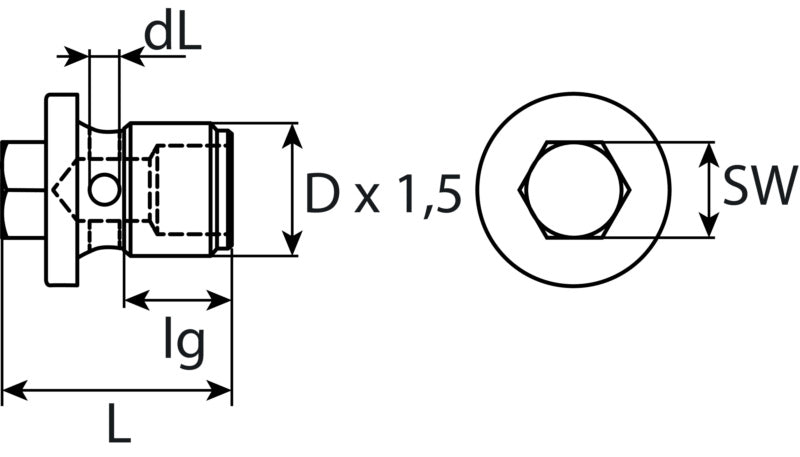Oil drain plug without sealing ring