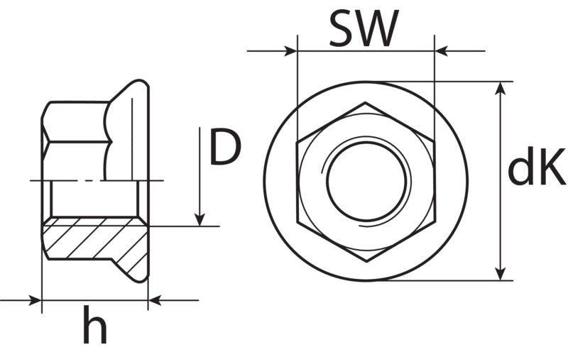 Exhaust locking nut with collar, copper-plated
