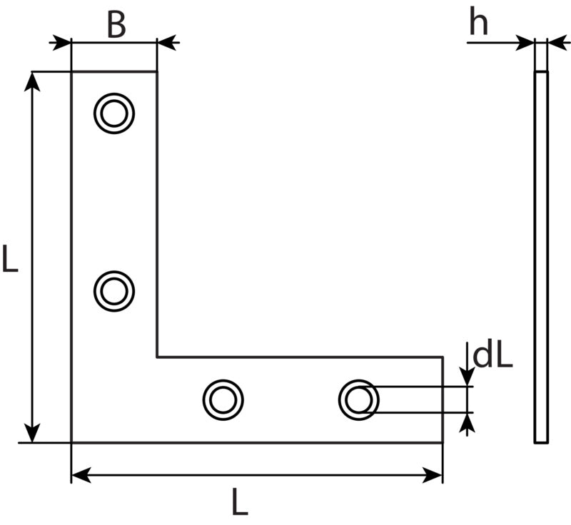 Équerre plate, acier zingué