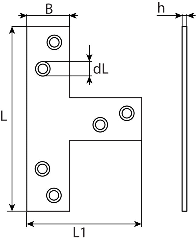 Équerre plate en T, acier zingué
