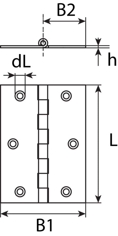 Hinge, rolled half-width