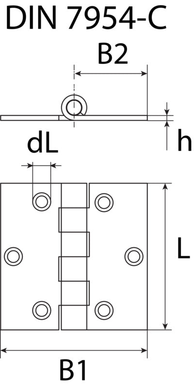 Hinge rolled angular with screws