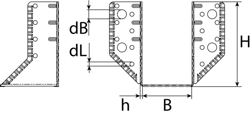 Sabot type A, ailes extérieures, acier galvanisé sendzimir