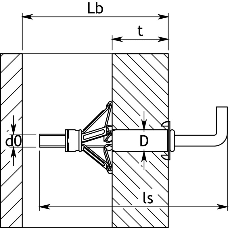 Metallhohlraumdübel mit Haken, verzinkt