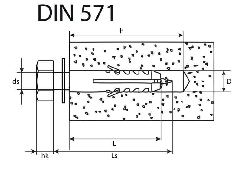 Holzschrauben Sechskant, verzinkt, DIN 571, mit Dübel