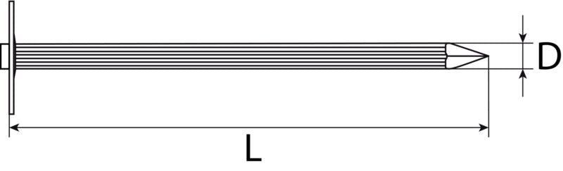 Steel nail, grooved, with washer