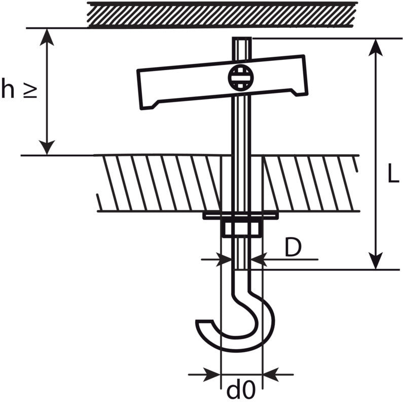 Kippdübel mit Haken, verzinkt