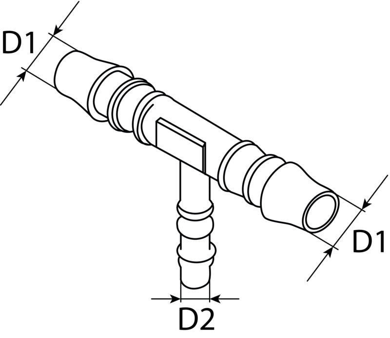 Hose connector T-reducer connection piece