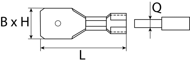 Cosse plate femelle, non isolée
