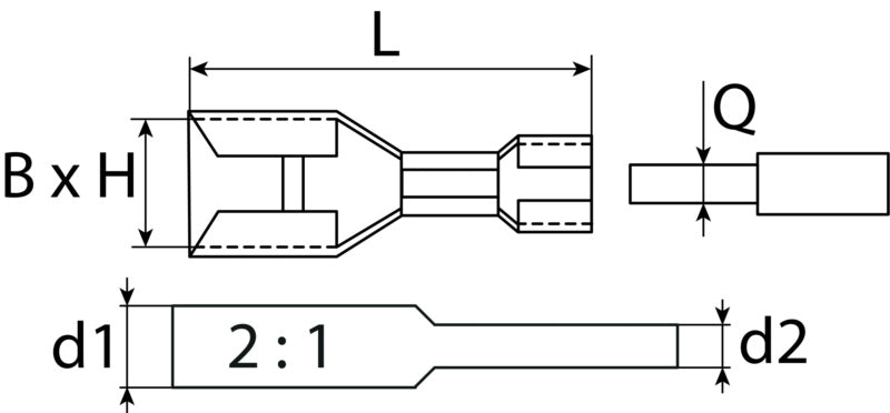 Gaine thermorétractable + cosse plate femelle