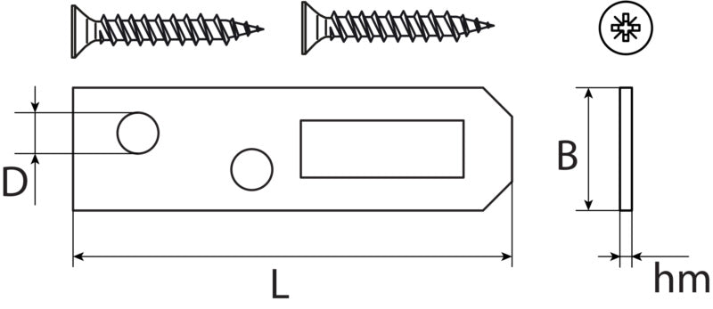 Plaque de fixation avec vis, acier zingué