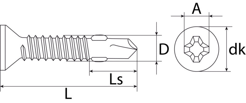 Dr. scr., c/sunk head, z/pl.similar to DIN 7504-PH