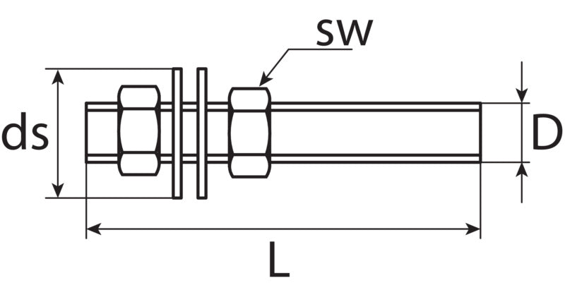 Sets de piezas roscadas, 200 mm, galvanizadas, DIN 976-1
