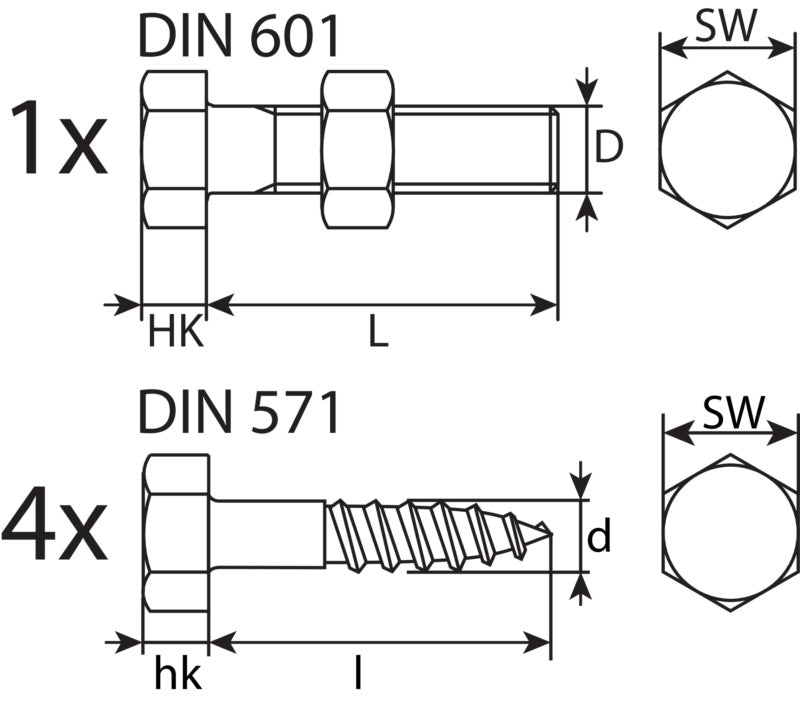 Assortment, mounting kit for support shoes