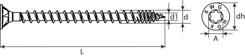 HOX tornillos para madera profesionales, rosca completa, rosca de entrada