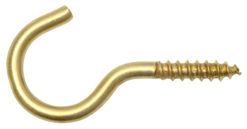 Screw hook, bent, brass