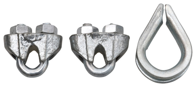 Cable clamp and thimble set, zinc plated