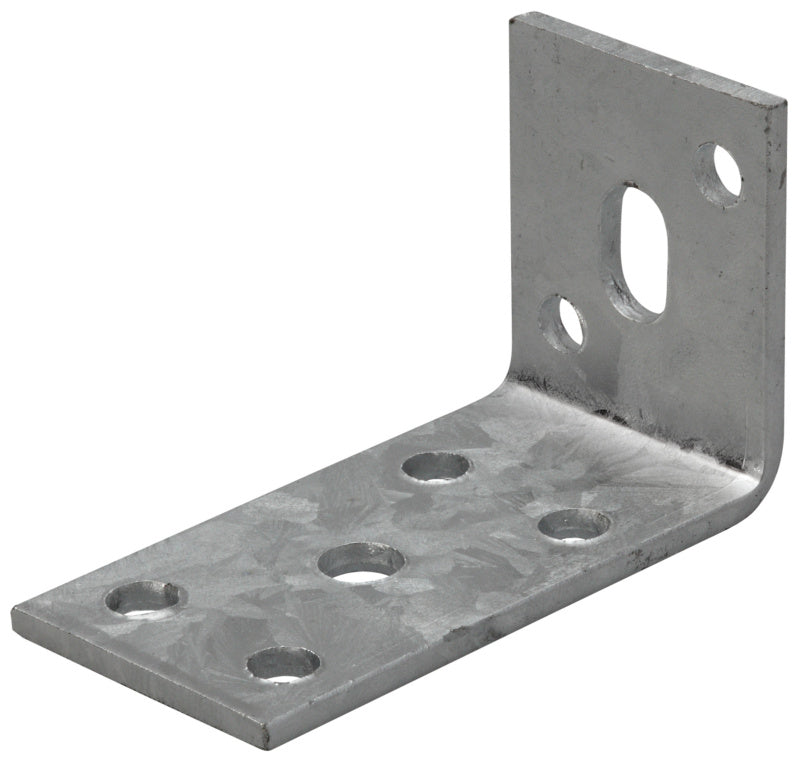 Screw-on post anchor, L-shape with slotted hole