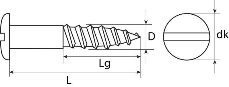 Tornillo para madera, cabeza forjada