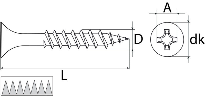 Dry wall screw, fine thread