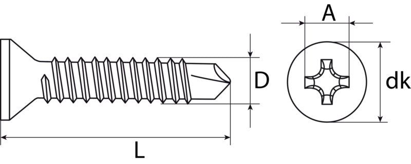Bohrschrauben PH Senkkopf, Edelstahl C1