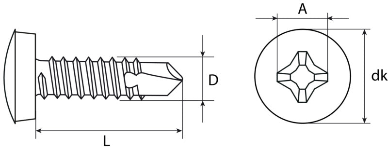 Number plate screw, self-drilling, zinc-plated