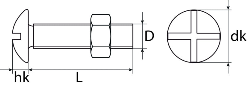 Cabinet screw with nut, zinc-plated