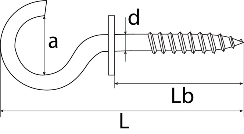 Screw hook, bent with shoulder, zinc-plated