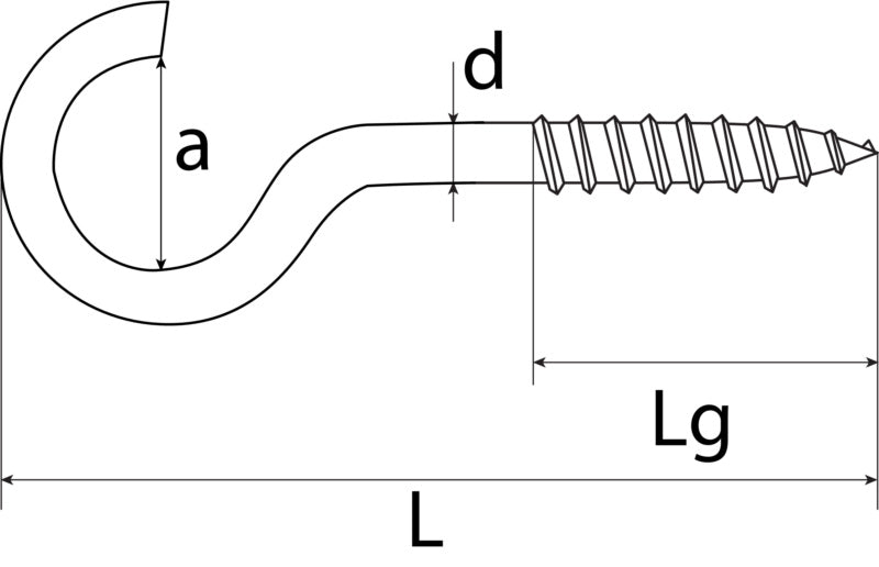Screw hook, bent, stainless steel A2