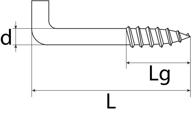 Screw hook, straight, white