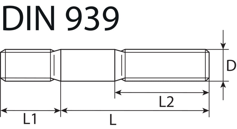 Stud, plain, thermally blackened, DIN&nbsp;939