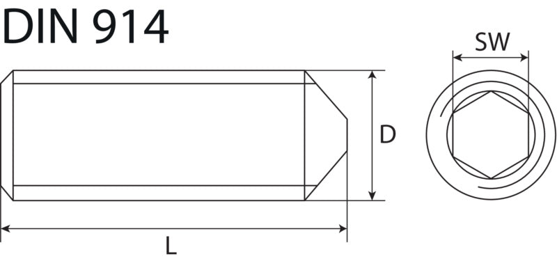 Madenschrauben mit Spitze IS, blank, DIN 914