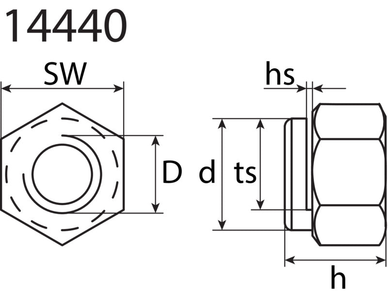 Exhaust slotted nut, copper-plated 14440