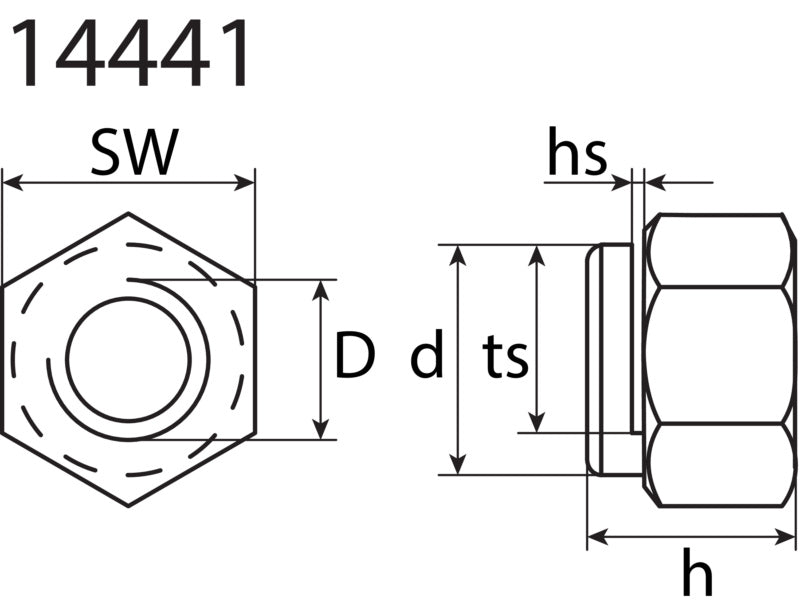 Exhaust slotted nut, copper-plated 14441