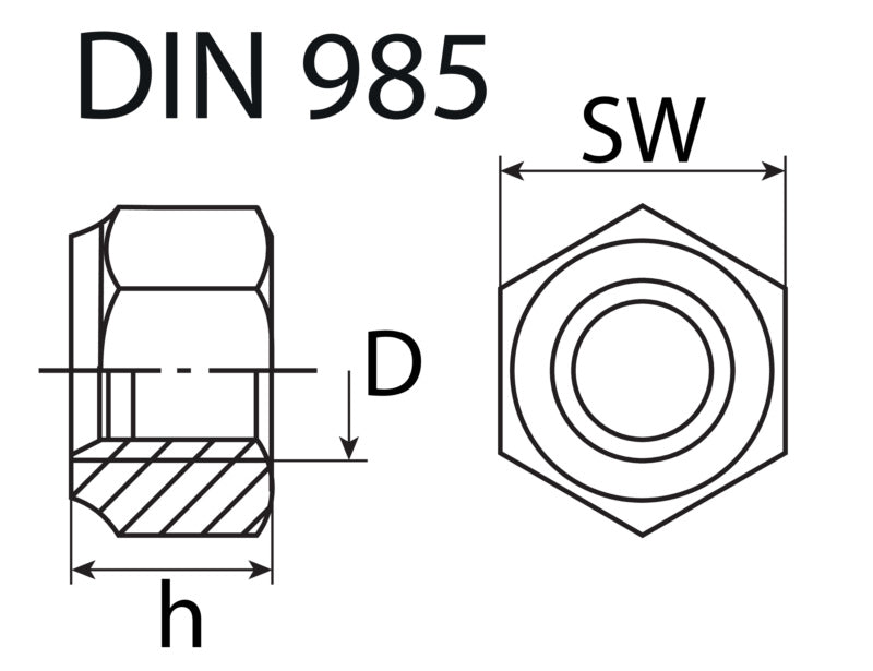 Stop nut, zinc-plated, DIN 985