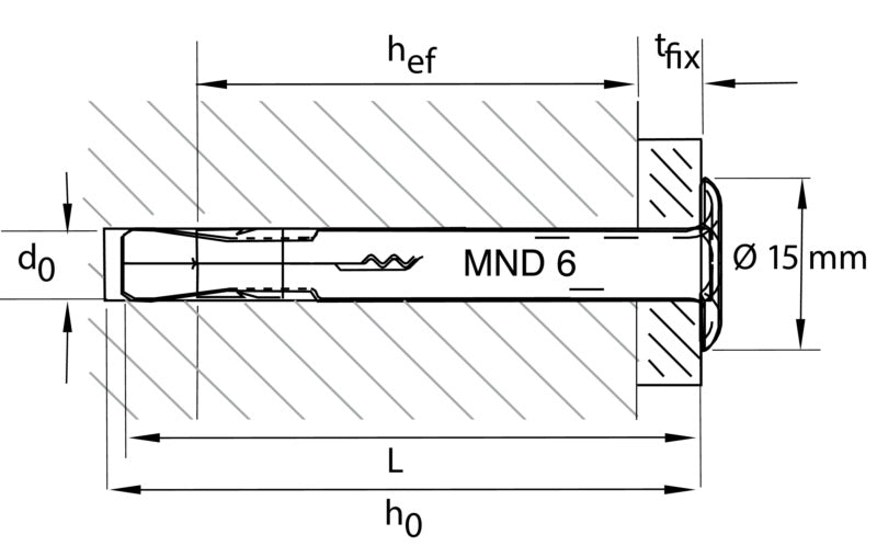 Clou pour plafond MND6, acier zingué