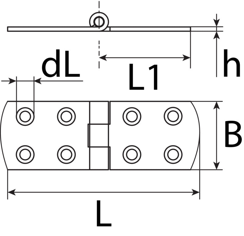 Charnière forme ronde, acier zingué