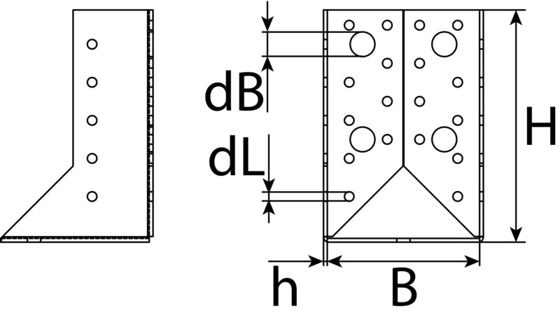 Sabot type B, ailes intérieures, acier galvanisé sendzimir